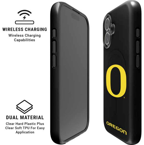 University of Oregon Ducks Black Gradient iPhone 16 Plus Magsafe Impact Case